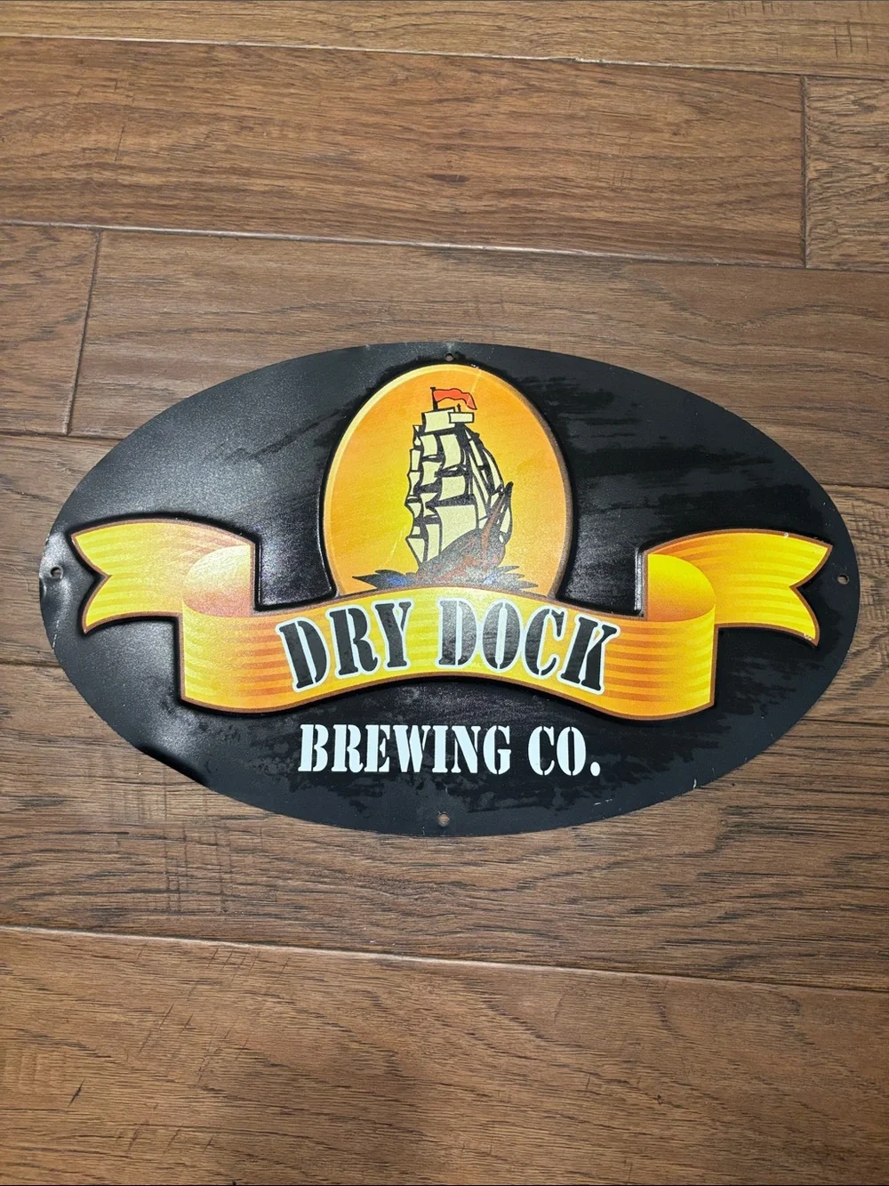 Dry Dock Brewing Company Yellow & Black Metal Wall Sign